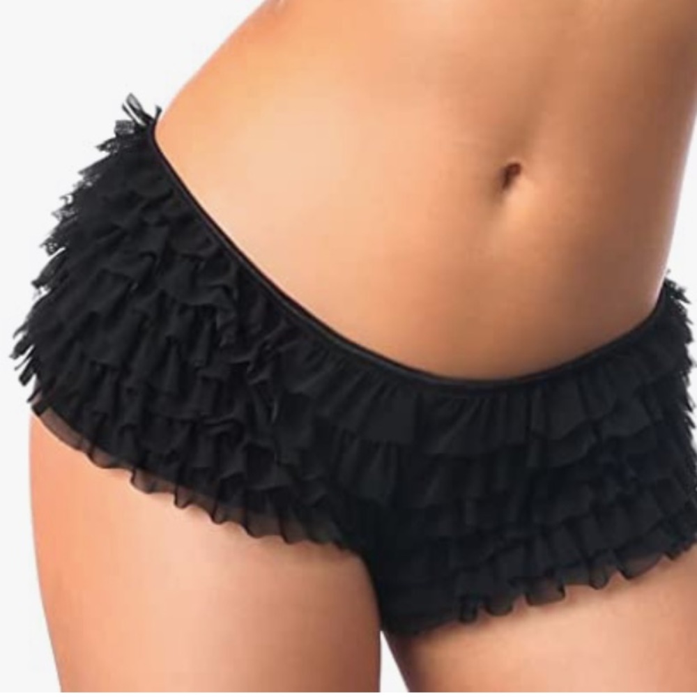 Black ruffle dollbaby pinup bow rumba panty lingerie plus size cabaret burlesque